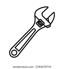Adjustable wrench hand tool icon with adjustable handtool maintenance