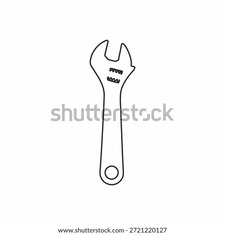 Adjustable wrench hand tool outline