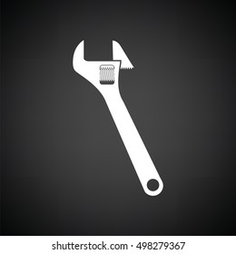 Adjustable wrench  icon. Black background with white. Vector illustration.