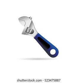 Adjustable wrench icon in color.