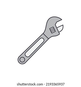Adjustable Wrench icon in color, isolated on white background 