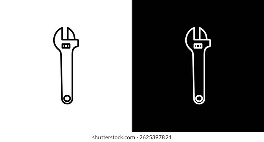 Adjustable wrench icon concept stroke on white background