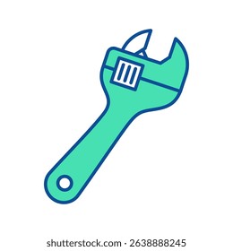 Adjustable wrench icon. Construction tool. Color vector illustration