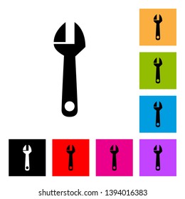 Adjustable Wrench Icon With Different Color Background
