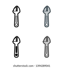 Adjustable Wrench Icon in Different Color and Style