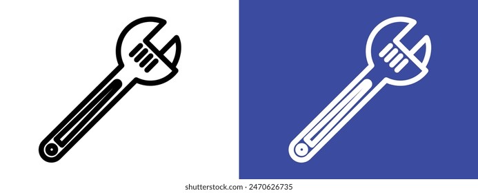 Icono de llave ajustable para proyectos de bricolaje, kits de herramientas y reparaciones mecánicas