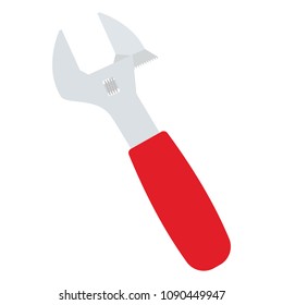 Adjustable wrench  icon. Flat color design. Vector illustration.