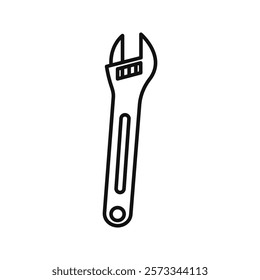 Adjustable wrench icon flat line symbol set.