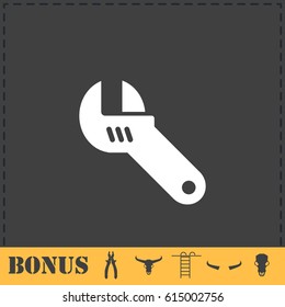 Adjustable wrench icon flat. Simple vector symbol and bonus icon