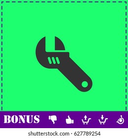 Adjustable wrench icon flat. Simple vector symbol and bonus icon