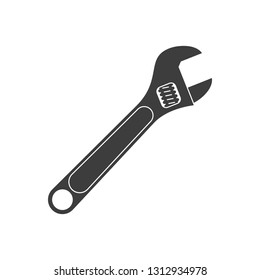 Adjustable wrench icon in flat style. Spanner isolated on background. Hand tools, repair or maintenance concept. Vector illustration. EPS 10.
