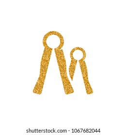 adjustable wrench icon in gold glitter texture. Sparkle luxury style vector illustration.