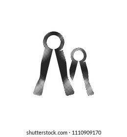 adjustable wrench icon in halftone style. Black and white monochrome vector illustration.