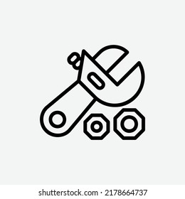  adjustable wrench icon, isolated mechanic outline icon in light grey background, perfect for website, blog, logo, graphic design, social media, UI, mobile app