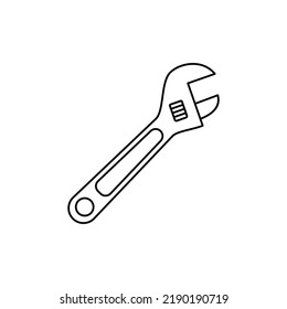Icono de llave inglesa ajustable en el icono de estilo de línea, aislado en fondo blanco