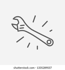 Adjustable wrench icon line symbol. Isolated vector illustration of  icon sign concept for your web site mobile app logo UI design.