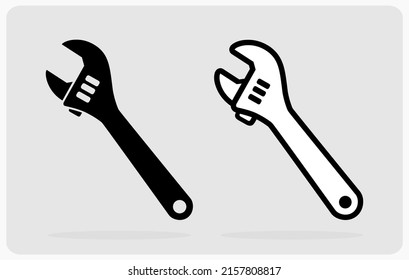 Adjustable wrench icon, Monkey wrench in vector illustration