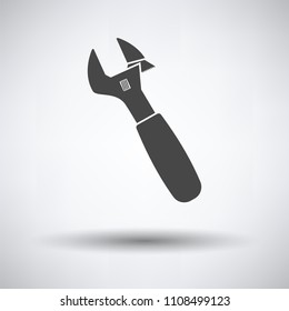 Adjustable wrench  icon on gray background, round shadow. Vector illustration.