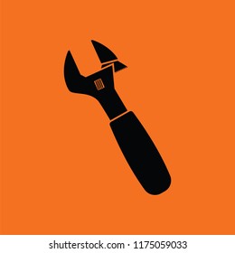 Adjustable wrench  icon. Orange background with black. Vector illustration.