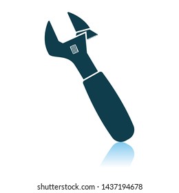 Adjustable Wrench Icon. Shadow Reflection Design. Vector Illustration.