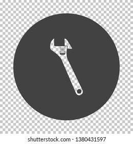 Adjustable wrench  icon. Subtract stencil design on tranparency grid. Vector illustration.