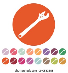 The adjustable wrench icon. symbol. Flat. Vector illustration. Button Set