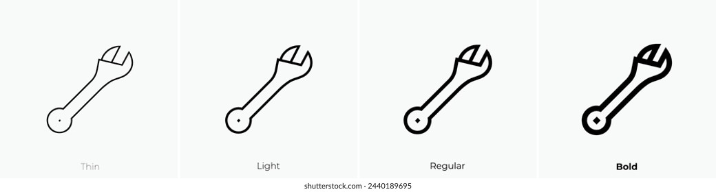 adjustable wrench icon. Thin, Light Regular And Bold style design isolated on white background