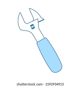 Einstellbares Symbol mit Schlüssel. Einfach mit dem Design der blauen Füllung übereinstimmen. Vektorgrafik.