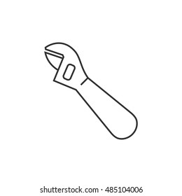 Adjustable wrench icon in thin outline style.