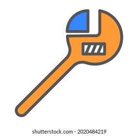 concepto de ilustración de vector de icono de llave ajustable
