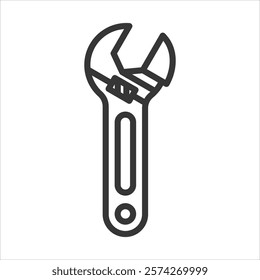 Adjustable Wrench Icon Vector Illustration Outline