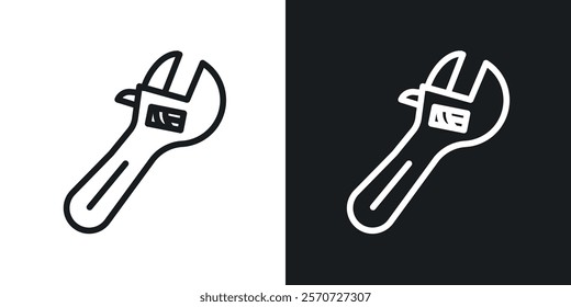 Adjustable wrench icons set vectors on white background.