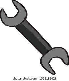 Adjustable wrench, illustration, vector on white background.