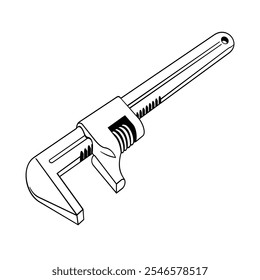 Conjunto de ícone isolado de chave inglesa ajustável, símbolo de vetor de chave tubular