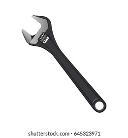 Adjustable wrench isolated on white background, vector illustration.