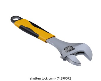 Adjustable wrench isolated on a white