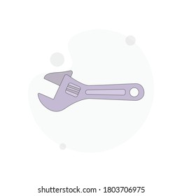 Adjustable wrench isolated vector flat illustration on white