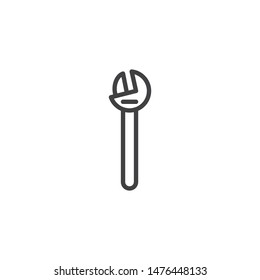 Adjustable wrench line icon. linear style sign for mobile concept and web design. Pipe Wrench outline vector icon. Symbol, logo illustration. Vector graphics