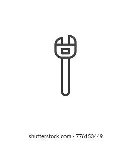 Adjustable wrench line icon, outline vector sign, linear style pictogram isolated on white. Adjustable spanner symbol, logo illustration. Editable stroke