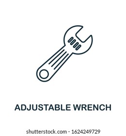 Adjustable Wrench line icon. Thin style element from construction tools icons collection. Outline Adjustable Wrench icon for computer and mobile. Symbol, logo vector graphics.
