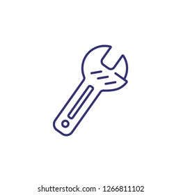 Adjustable wrench line icon. Tool, spanner, plumber. Construction concept. Can be used for topics like plumbing, mechanic instrument, blue collar