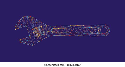 Llave ajustable. Herramienta de localizador para trabajar.Símbolo de servicio.Ilustración vectorial.