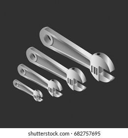 Adjustable wrench on a dark gray background, a tool for home use