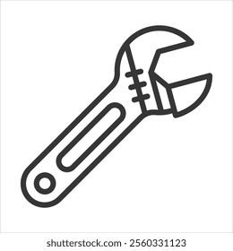 Adjustable Wrench Outline Icon Vector Illustration