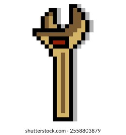 Adjustable wrench in pixel art style