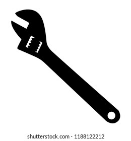 adjustable wrench silhouette isolated on white background vector illustration.