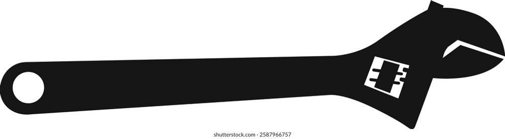 Adjustable Wrench Silhouette isolated on white background