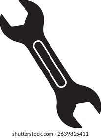 Adjustable wrench silhouette, spanner tool icon, mechanic wrench vector
