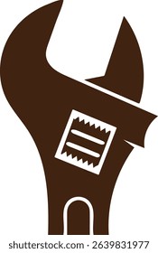 Adjustable wrench silhouette, spanner tool icon, mechanic wrench vector