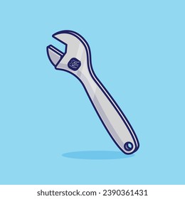 Adjustable wrench simple cartoon vector illustration carpentry tools concept icon isolated